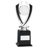 SILVER/BLACK 'DIAMOND' HOLDER ON BASE (2in CENTRE) - 9.75in